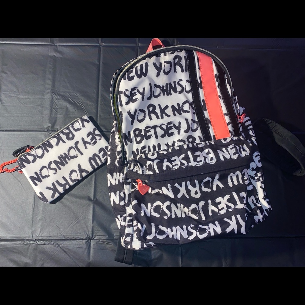 Betsy Johnson backpack and Clutch